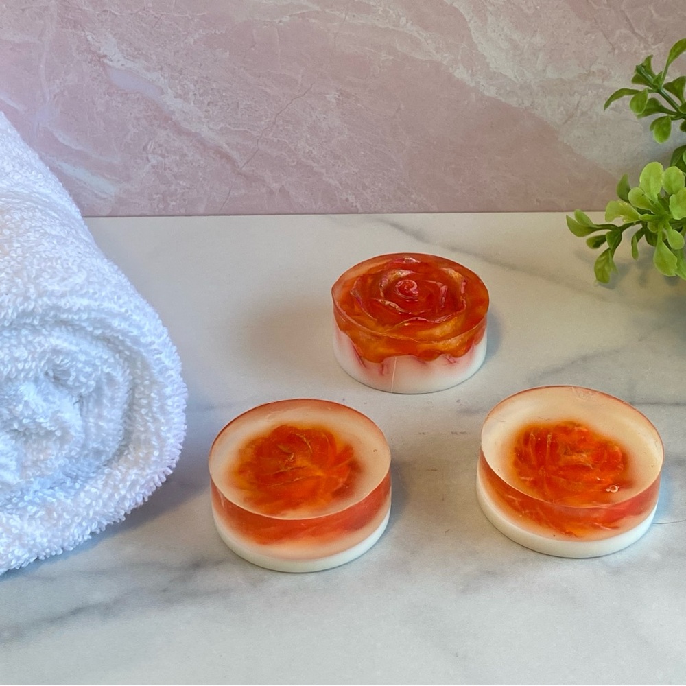 3 Bars Small Rose Round Soaps, Handmade ( PRICE IS FIRM ) - Picture 8 of 8